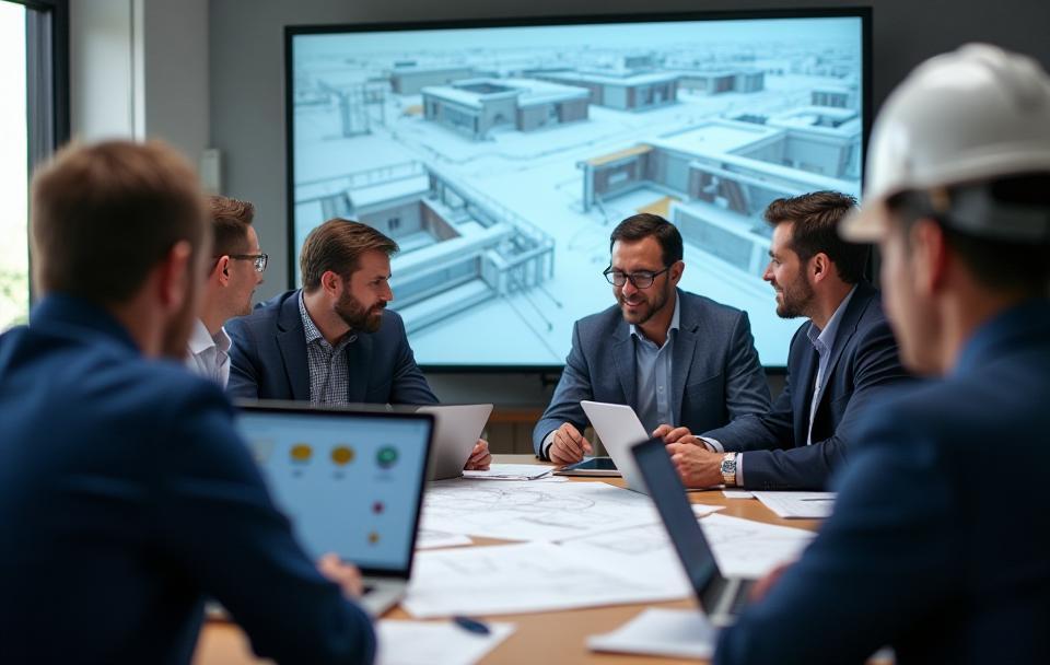TeamCraft Roofing team in a professional meeting discussing project plans